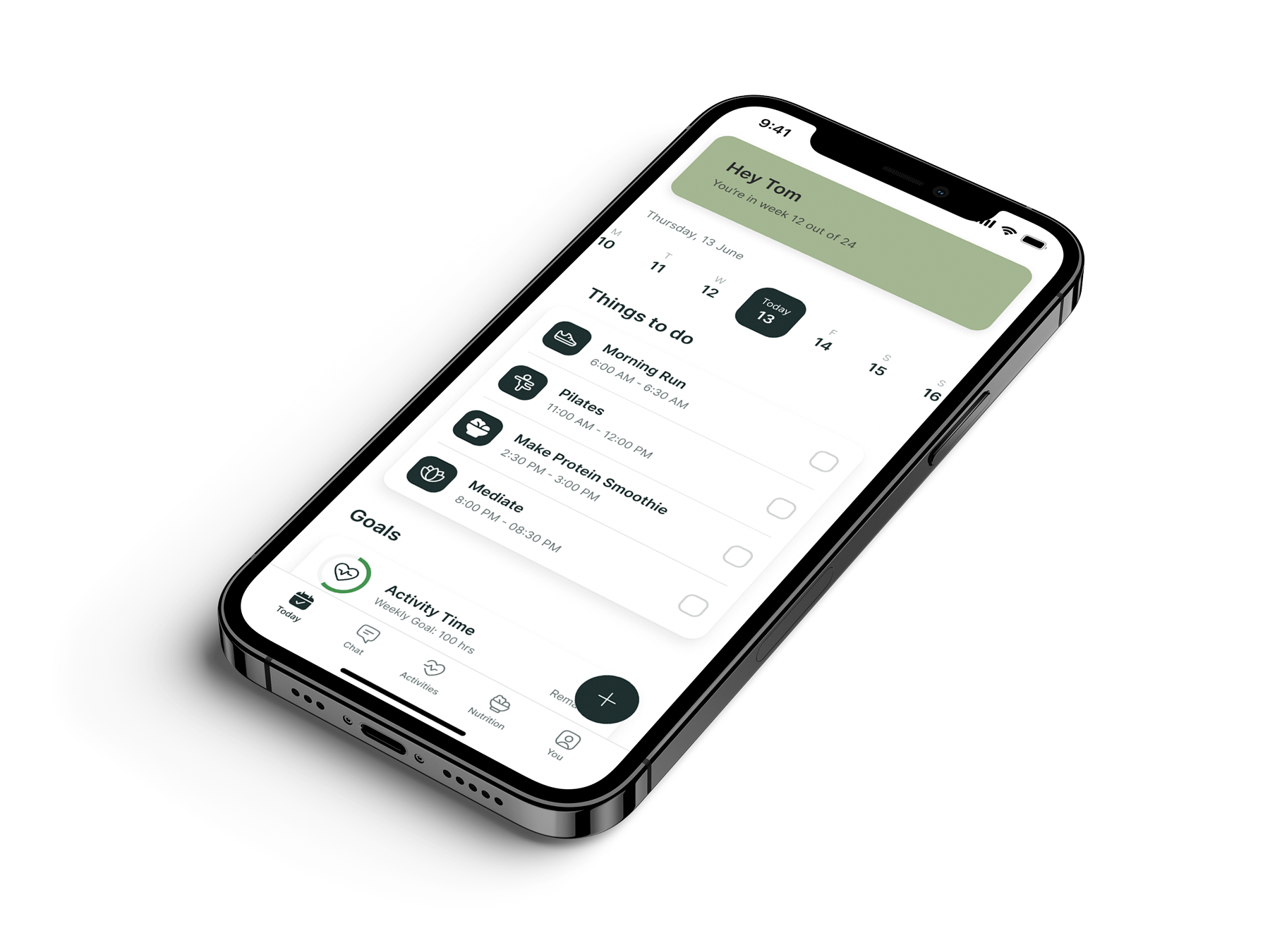 A mockup of the coaching app showcasing the features.